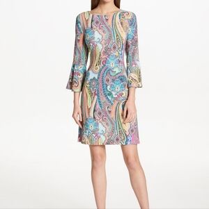 Tommy Hilfiger Colorful Paisley Dress Vintage Retro Vibe Size 8